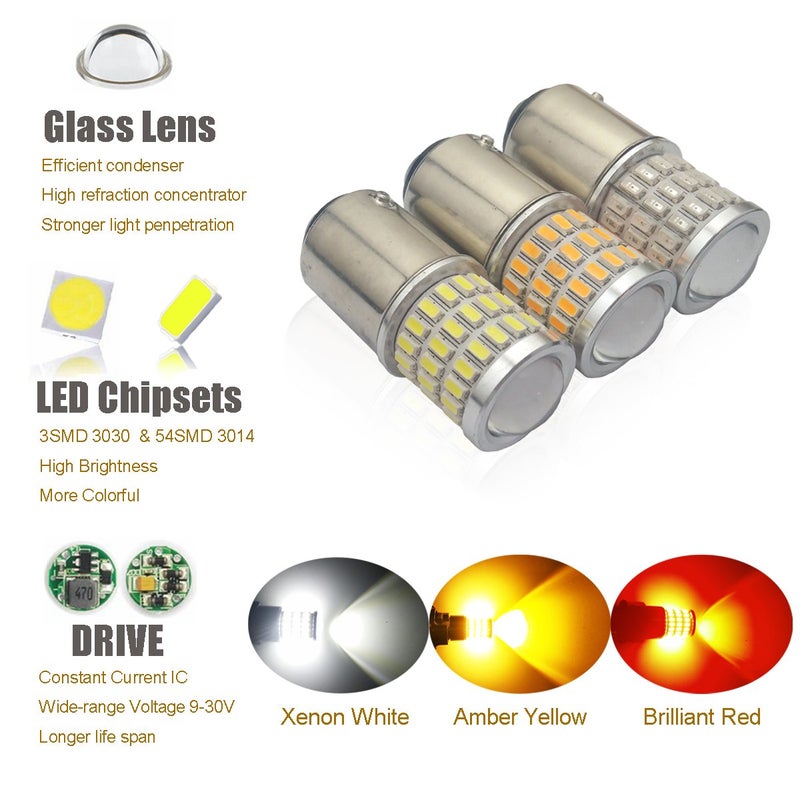 iBrightstar 9-30V Super Bright Low Power 7507 PY21W BAU15S 2641A LED Bulbs with Projector Replacement for Turn Signal Lights, Amber Yellow - Image 5